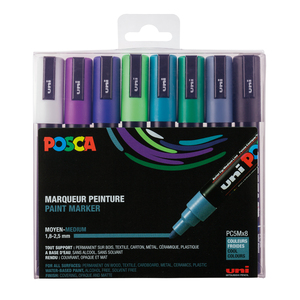 POSCA PC-5M 8 MARQUEURS COLORIS FROIDS ASSORTIS