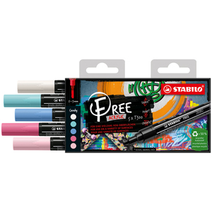 FREE ACRYLIC T300 5 MARQUEURS COLORIS ASSORTIS SET 1 CANDY