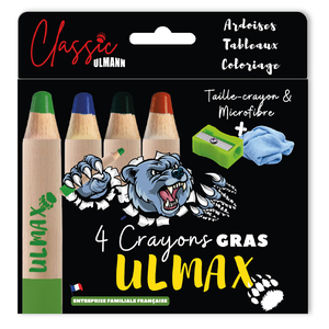 ULMAX 4 CRAYONS COLORIS ASSORTIS + 1 MICROFIBRE + 1 TC