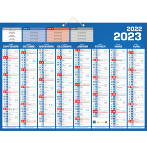 CALENDRIER GRAND FORMAT 40,5X55CM SEPTEMBRE/DÉCEMBRE