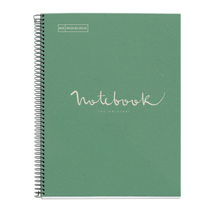 BLOC NOTEBOOK SPIRALE A4 5X5 COUV CARTON RECYCLÉ MENTHE 80F 80GR