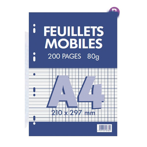 FEUILLETS MOBILES 21X29,7 200P SÉYÈS 80G BLANC