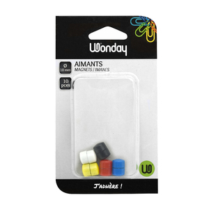 10 AIMANTS RONDS COLORIS ASSORTIS Ø10MM