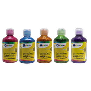 GOUACHE PAILLETÉE  5 FLACONS 250ML COLORIS VIFS