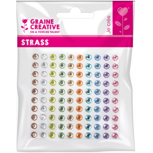 100 STRASS COLORIS PASTELS ASSORTIS