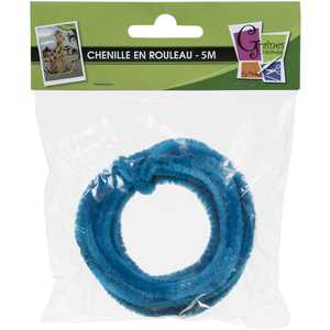 CHENILLE 8MM ÉCHEVEAU 5M BLEU