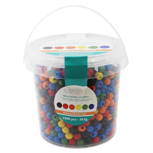 1 100 PERLES BOIS RONDES 10MM COLORIS ASSORTIS