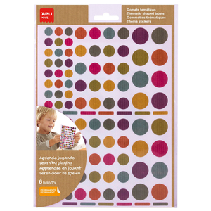 624 GOMMETTES KRAFT RONDES TAILLES ET COLORIS ASSORTIS