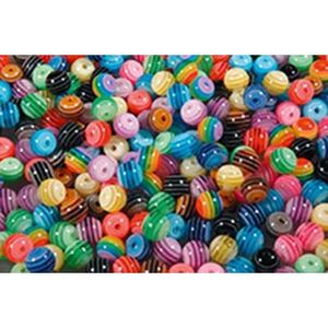 PERLES PLASTIQUES RONDES MULTICOLORES 100G