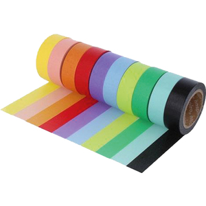 10 ROULEAUX MASKING TAPE 15MMX15M COLORIS ASSORTIS