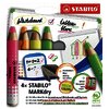 4 MARKDRY FLUOS + 1 TAILLE-CRAYONS + 1 CHIFFONNETTE STABILO