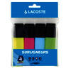 4 SURLIGNEURS COLORIS ASSORTIS PTE BISEAUTÉE LACOSTE
