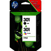 HP 301 PACK 2 CART. NO + 3 COL D'ORIGINE (N9J72AE)