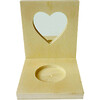 LOT 5 PORTE-BOUGIE CARRÉ AVEC MIROIR CŒUR EN BOIS 9X8X10CM