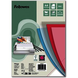 PQT 100 PLATS COUV. TRANSP. RECYCLÉS A4 PET 15/100E FELLOWES