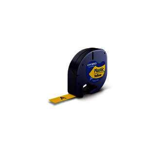 RUBAN PLASTIQUE DYMO LETRATAG 12MM X 4M-NOIR / JAUNE