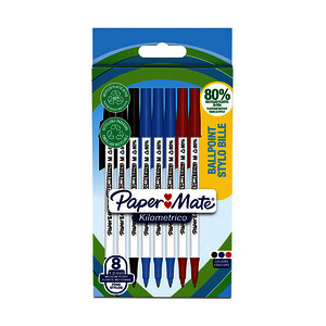 8 STYLOS BILLE KILOMETRICO ASSORTIS PTE MOY PAPERMATE