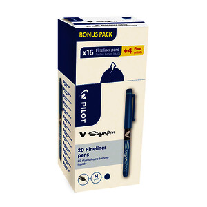 20 FEUTRES V SIGN PEN BLEU DT 4 OFF PTE MOY 0,60 MM PILOT