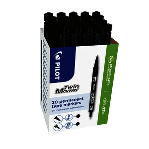20 MARQUEURS TWIN MARKER NOIR DONT 4 OFFERTS PILOT