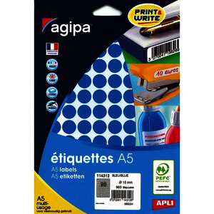 POCH DE 10 PLANCHES - 960 PASTILLES ADH BLEU D15MM APLI