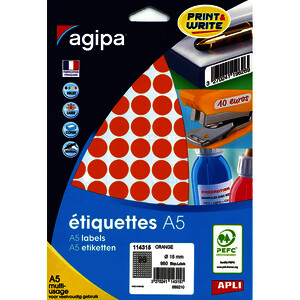 POCH DE  10 PLANCHES - 960 PASTILLES ADH ORANGE D15MM APLI