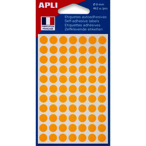 POCH DE 6 PLANCHES - 462 PASTILLES ADH JAUNE D8 MM APLI