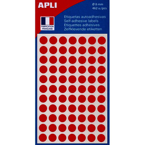 POCH DE 6 PLANCHES - 462 PASTILLES ADH ROUGE D8 MM APLI