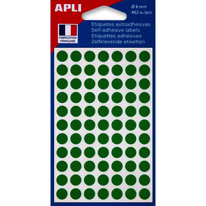 POCH DE 6 PLANCHES - 462 PASTILLES ADH VERT D8 MM APLI