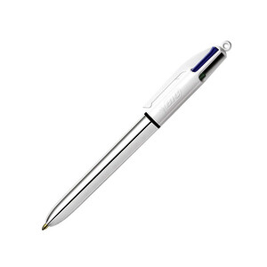 STYLO BILLE 4 COULEURS SHINE CORPS ARGENT POINTE MOYENNE BIC