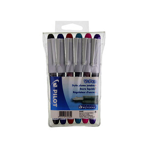 POCHETTE DE 6 PILOT V PEN COLORIS ASSORTIS PTE PLUME PILOT