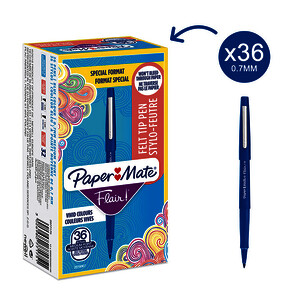 BOÎTE DE 30 + 6 OFFERTS FLAIR BLEU POINTE MOYENNE PAPERMATE