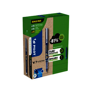 GREENPACK DE 10 ROLLERSV7 + 30 RECHARGES BLEU PTE MOY PILOT
