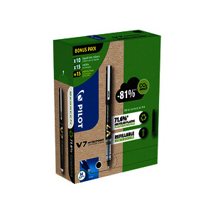 GREENPACK DE 10 ROLLERS V7 + 30 RECHARGES NOIR PTE MOY PILOT
