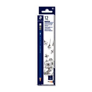 BOÎTE DE 12 CRAYONS GRAPHITE HB NORICA BOUT GOMME STAEDTLER