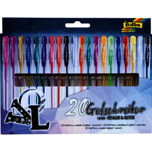 POCHETTE DE 20 STYLOS ENCRE GEL FOLIA MÉTALLIQUES PAILL.-TA