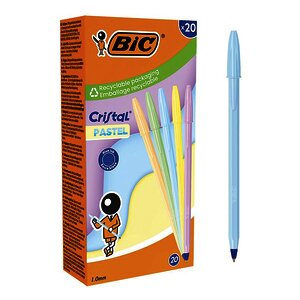 BOÎTE DE 20 CRISTAL PASTELS POINTE MOYENNE BIC