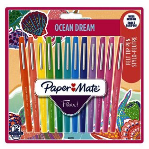 12 FEUTRES FLAIR OCÉAN DREAM COLORIS PTE MOY 1 MM PAPERMATE