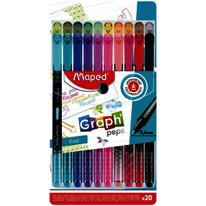 POCH. 20 FEUTRES FINS GRAPH PEPS PREMIUM, CORPS DÉCORÉ - TA