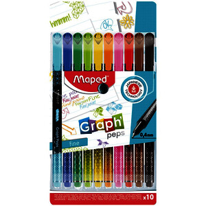 POCH. 10 FEUTRES FINS GRAPH'PEPS PREMIUM, CORPS DÉCORÉ - TA