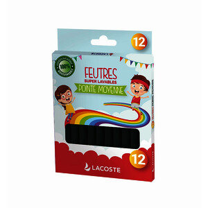 BTE. 12 FEUTRES COLORIAGE POINTE MOYENNE CHAMPI. BLOQ-NOIR