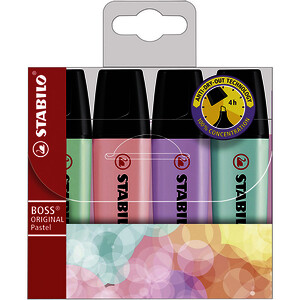 4 SURLIGNEURS BOSS ORIGINAL PASTELS ASSORTIS PTE BISEAUTÉE