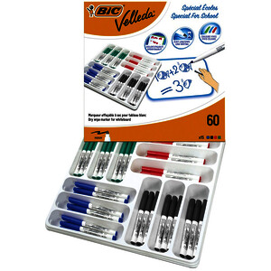 PACK 60 MARQUEURS EFFAC VELLEDA 1741 POINTE OGIVE ASS BIC