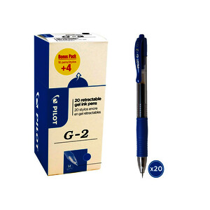LOT 20 STYLOS G2 PLUS DONT 4 OFFERTS BLEU PTE MOY PILOT