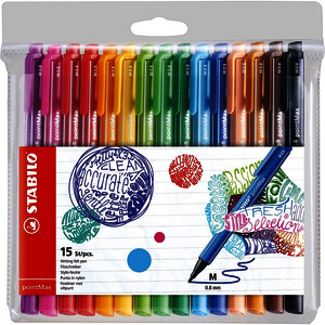 POCHETTE DE 15 FEUTRES POINTMAX COL ASS PTE MOY STABILO