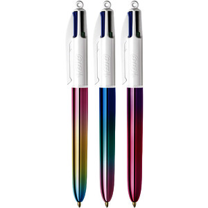 STYLO BILLE 4 COULEURS CORPS IRISÉ PTE LARGE 1 MM BIC