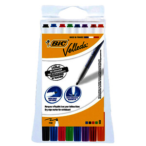 POCHETTE DE 8 VELLEDA 1721 COL ASS POINTE OGIVE 1,50 MM BIC