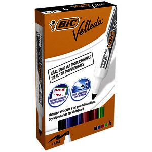 POCHETTE 4 VELLEDA 1711 COL ASS PTE OGIVE TRACÉ 1,90 MM BIC