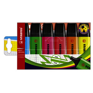 6 SURLIGNEURS BOSS ORIGINAL ASSORTIS PTE BISEAUTÉE T STABILO