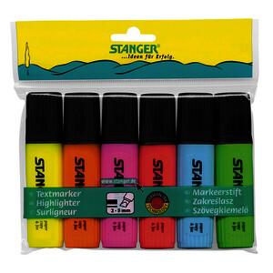 6 SURLIGNEURS COLORIS ASSORTIS PTE BISEAUTÉE LACOSTE