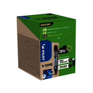GREENPACK 10 MARQUEURS + 10 RECHARGES NOIR OGIVE PILOT